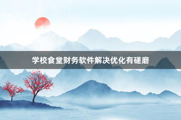 学校食堂财务软件解决优化有磋磨